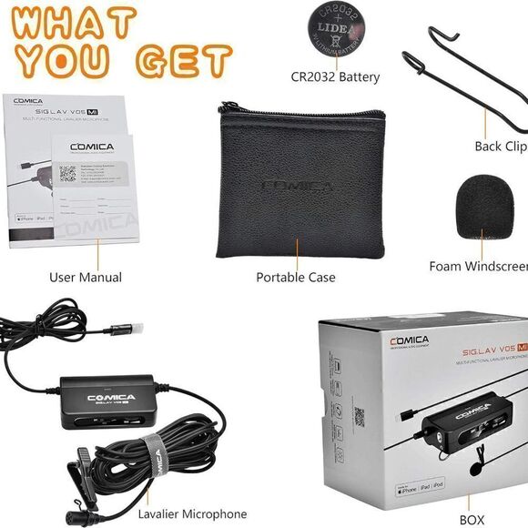 NWT Comica Audio SIG.LAV V05 MI Omnidirectional Lavalier Microphone with Gain an - Picture 4 of 13